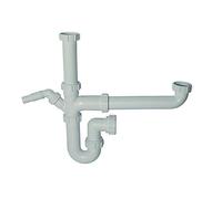 Universal Kitchen Sink Waste Trap for 1.5 Bowl Includes 40mm Trap with Appliance Outlet Adjustable Telescopic Height Pipe