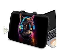 Universal Laptop Case Sleeve 10 inch with Handle and Zipper, Kids Tablet Carrying Case Messenger Bag Portable Tote Bag for 7-10 inch iPad/Notebook/eBook/Readers, Cool Cat with Glasses