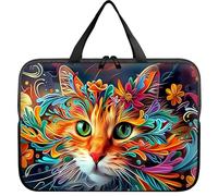 Universal Laptop Sleeve Tablet Case 12 inch, Watercolor Cat Face Slim Carrying Case Durable Handbag Travel Laptop Bag for Surface Pro 9 8 7/Laptop Go 2 3, MacBook Air 11/12