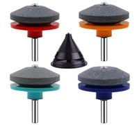 Universal Lawn Mower Blade Sharpener for an Immaculate Garden - 4 Packs Colored Garden Tool Sharpener Drill Attachment for Garden Hoes, Spades, Lawn-Edgers, and Shears