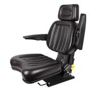 Universal Lawn Mower Shock Absorption Seat, Tractor Seat with Armrest Headrest Seatbelt, Adjustable Slide Rail Waterproof Loader Forklift Seat, Compatible with Bucket Excavator Backhoe Dozer
