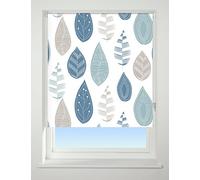 UNIVERSAL Leaf Patterned Thermal Blackout Roller Blind, Blue, W60cm