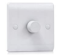 Universal LED Dimmer Switch, 1 Gang 2-Way (3-100W), Rotary Push On/Off, Compatible with Dimmable LED/Halogen/Incandescent Bulbs - White Moulded Design