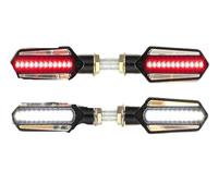 Universal LED Motorcycle Turn Signal Light White DRL/Red Brake +Flowing Water Blinker Flashing Yellow Indicators Motorbike Turning Indicators