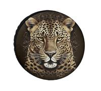 Universal Leopard Head Tire Cover Heavy Duty Oxford Fabric Waterproof Wheel Protector for SUV Truck RV Dust Snow Sun Protection 34 Inch