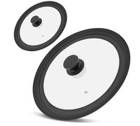 Universal Lid for Pots, Pans and Skillets, Tempered Glass Lid fit 7", 8", 9" & 10" 11" 12" Skillets, Pots, Frying Pans, Cast Iron, Crock Pot and Other Glass Covers Replacement