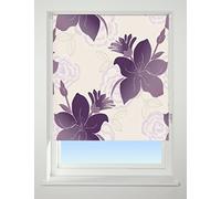 UNIVERSAL Lily Patterned Thermal Blackout Roller Blind, Purple, W180cm