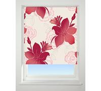 UNIVERSAL Lily Patterned Thermal Blackout Roller Blind, Red, W150cm