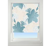 UNIVERSAL Lily Patterned Thermal Blackout Roller Blind, Teal, W180cm
