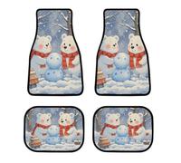 Universal Lovely Snow Bear Car Floor Mats Set of 4 All-Weather Heavy Duty Polyester Auto Carpets with Anti-Slip Nibbed Backing Waterproof Front & Rear Liners for Cars Suvs Trucks Vans