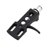 Universal LP Turntable Phono Headshell Mount, Aluminium Alloy Phono Headshell Mount Replacement with 4 Connection Wires, Phonograph Cartridge Holder for Record Player (Black)