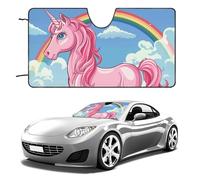 Universal Magic Horse Pattern Car Windshield Sun Shade Foldable 55"x30", Reflective Sunshade with Suction Cups, UV Blocking Front Window Cover for Truck SUV Sedan, Keeps Vehicle Interior Cool