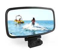 Universal Marine Mirror (7" x 14"), Wide-Angle Convex Boat Rear View Mirror, Boat Mirror with 3/4-1 inch Windshield Frames, Compatible with Ski Boats/Speedboat/Pontoon Boat/Watercraft Surfing - Black