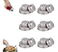 Universal Mason Jar Shaker Lids, Stainless Steel Shaker Lids for Mason Jars, Seasoning Top for Sugar, Salt, Pepper, Kitchen Cooking, Cocktail Mixer Bar Tool (6 Pcs)