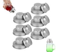 Universal Mason Jar Shaker Lids, Stainless Steel Shaker Lids for Mason Jars with Screen Mesh,for Sugar,Salt,Pepper, Kitchen Cooking, Cocktail Mixer Bar Tool Compatible (6PCS)