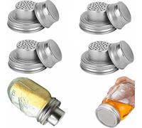 Universal Mason Jar Shaker Lids - Stainless Steel Shaker Lids for Mason Jars with Silicone Seal, Fits Regular Mouth (70 mm), Seasoning & Cocktail Tops (4-Pack) [Jar Not Included] (2)