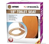 Universal MDF Toilet Seat 45cm with Chrome Hinges - Easy Clean PU Surface, Durable Wood Build, Fits Most Standard Toilets - Stylish Bathroom Replacement Lid