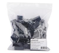 Universal Medium Binder Clips Steel Wire 5/8"""" Cap 1-1/4"""" Wide Black/Silver 12/Pack 36 Total