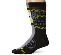 Universal Men's Jurassic Park 2 Pack Crew, Black Yellow Multi, Fits Sock Size 10-13 Fits Shoe Size 6.5-12.5