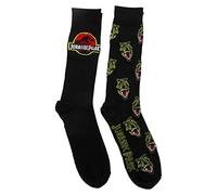 Universal Men's Jurassic Park 2 Pack Crew Socks, Black, 9-13 UK