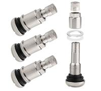 Universal Metal 4Pcs Short Valve Stem Kit, Stainless Steel, Straight Mouth, Dust Cap, Car Alloy Tire Valve Stem for Motorcycle & Tractor