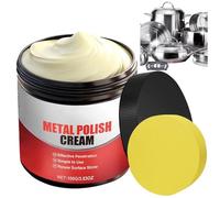 Universal Metal Polishing Paste for Stainless Steel, Copper & Brass, Multi-Purpose Metal Cleaner Remover for Kitchen Sinks, Pots, Chrome-plated faucets, etc, Non-Abrasive with Sponge (1PCS)