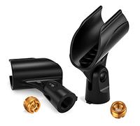 Universal Microphone Holder Clip 2-pack, Moukey Mic Holder Clip with 5/8" Male to 3/8" Female Nut Adapters Clip for Microphone Stand, Handhold Microphone-MMc-BY2