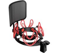 Universal Microphone Shock Mount with Pop Filter for Condenser Microphones Size at 21-62mm Anti-Vibration Mic Holder Clip(Red)