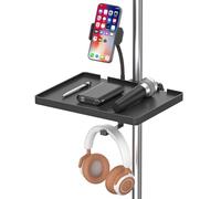 Universal Microphone Stand Tray, Adjustable Clamp-On Utility Shelf for Live Streaming, Karaoke, Recording (8.7" x 6.5")