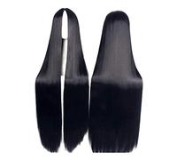 Universal Middle Part Long Straight Black Wig Men Women Anime Cartoon Cosplay Wig Central Parting Wigs Synthetic Fake Hair 150cm