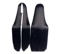 Universal Middle Part Long Straight Black Wig Men Women Anime Cartoon Cosplay Wig Central Parting Wigs Synthetic Fake Hair 100cm