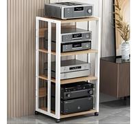 Universal Mobile Audio Rack with Wheels AV Tower Media Stand 2/3/4/5 Tier HiFi Audio Cabinet Shelf Perfect for Living Room Theater Entertainment Center (White H89cm)