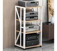 Universal Mobile Audio Rack with Wheels AV Tower Stand 2/3/4/5 Tier HiFi Audio Cabinet Portable AV Shelf for Living Room Home Theater Entertainment Center (White H89cm)