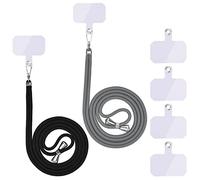 Universal mobile phone chain, mobile phone lanyard, universal mobile phone hanging around the neck with pad, mobile phone lanyard, adjustable and removable. 2 ropes (dark grey, black)