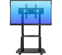 Universal Mobile TV Stand with Adjustable Height & Rotating Tray Fits 55-75 Inch TVs Red & Black 185cm (173cm) - Perfect for Home & Office Use