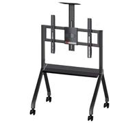 Universal Mobile TV Stand with Wheels for 55"-100" TVs, Height-Adjustable TV Cart with Storage Shelf, Cold-Rolled Steel TV Mount for Living Room & Bedroom (Black 55100inch)