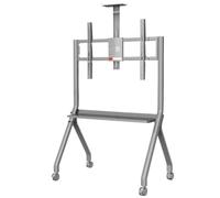 Universal Mobile TV Stand with Wheels for 55"-100" TVs, Height-Adjustable TV Cart with Storage Shelf, Cold-Rolled Steel TV Mount for Living Room & Bedroom (Silver 55100inch)