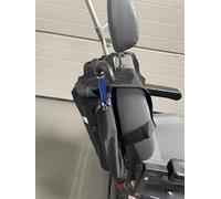 Universal Mobility Scooter Bag with Compatible Straps, Front Pocket, Lockable Zip, 2 Walking Stick Holders, Carry Strap, Reflective Stripe, Water-Resistant Material