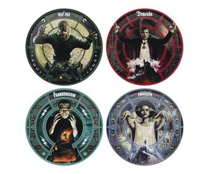 Universal Monsters Coaster Set - Official 4-Piece Metal Coaster Collection Featuring Dracula, Wolf Man, Frankenstein’s Monster & The Bride