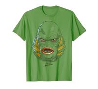 Universal Monsters Creature from The Black Lagoon Big Face T-Shirt, Men, Grass Green, Medium