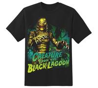 Universal Monsters Creature from The Black Lagoon Tee Standing Gillman T-Shirt, Black, Medium
