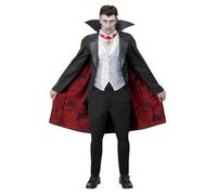 Smiffys Universal Monsters Dracula Costume, Childrens Jacket, Mock Waistcoat, Cape & Medallion, Official License Outfit with Fully Lined Cape & Pendant Detail, Perfect for Halloween & Themed Parties