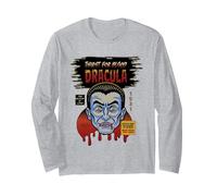 Universal Monsters Dracula Vintage Halloween Mask Long Sleeve T-Shirt, Adult Unisex, Heather Grey, Large