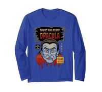 Universal Monsters Dracula Vintage Halloween Mask Long Sleeve T-Shirt, Adult Unisex, Royal Blue, Medium