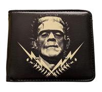 Universal Monsters Faux Leather Men's Bi-Fold Wallet Made by Rock Rebel, Black, One Size, Frankenstein Bolts