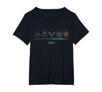 Universal Monsters Neon Lineup T-Shirt, Women's Plus, Black, 1X