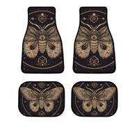 Universal Moth Car Floor Mats Set of 4 All-Weather Heavy Duty Polyester Auto Carpets with Anti-Slip Nibbed Backing Waterproof Front & Rear Liners for Cars Suvs Trucks Vans