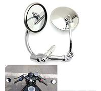 Universal Motorbike Side Mirror Chrome Round Rearview Mirrors Bar End Mirrors for Motorcycle Chopper Scooter Cafe Racer
