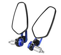 Universal Motorcycle 7/8 Inch Aluminum Alloy Bar End Rearview Mirrors - Adjustable Side Rear View Mirrors for Motorbikes (Blue)