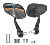 Universal Motorcycle Bar End Mirrors 2-Pack, 360° Adjustable E-MARK Certified Motorbike Mirrors - Fit Scooters, Mopeds, Mountain Bikes & Ebikes